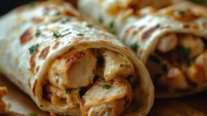 Cheesy Garlic Chicken Wraps